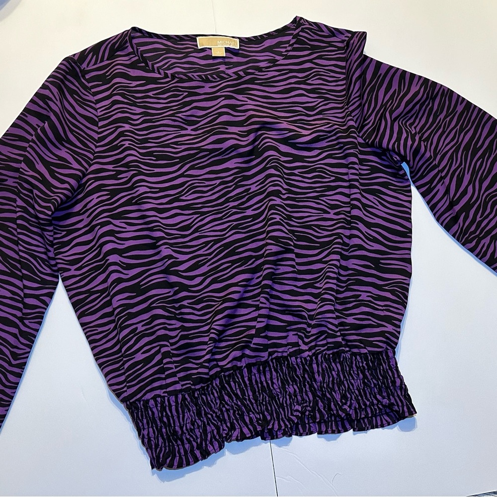 Michael Kors Ladies Purple Zebra Print Blouse
